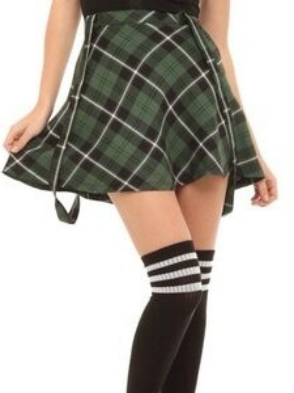 ROYAL BONES Tripp green plaid punk suspender mini‎ skirt M